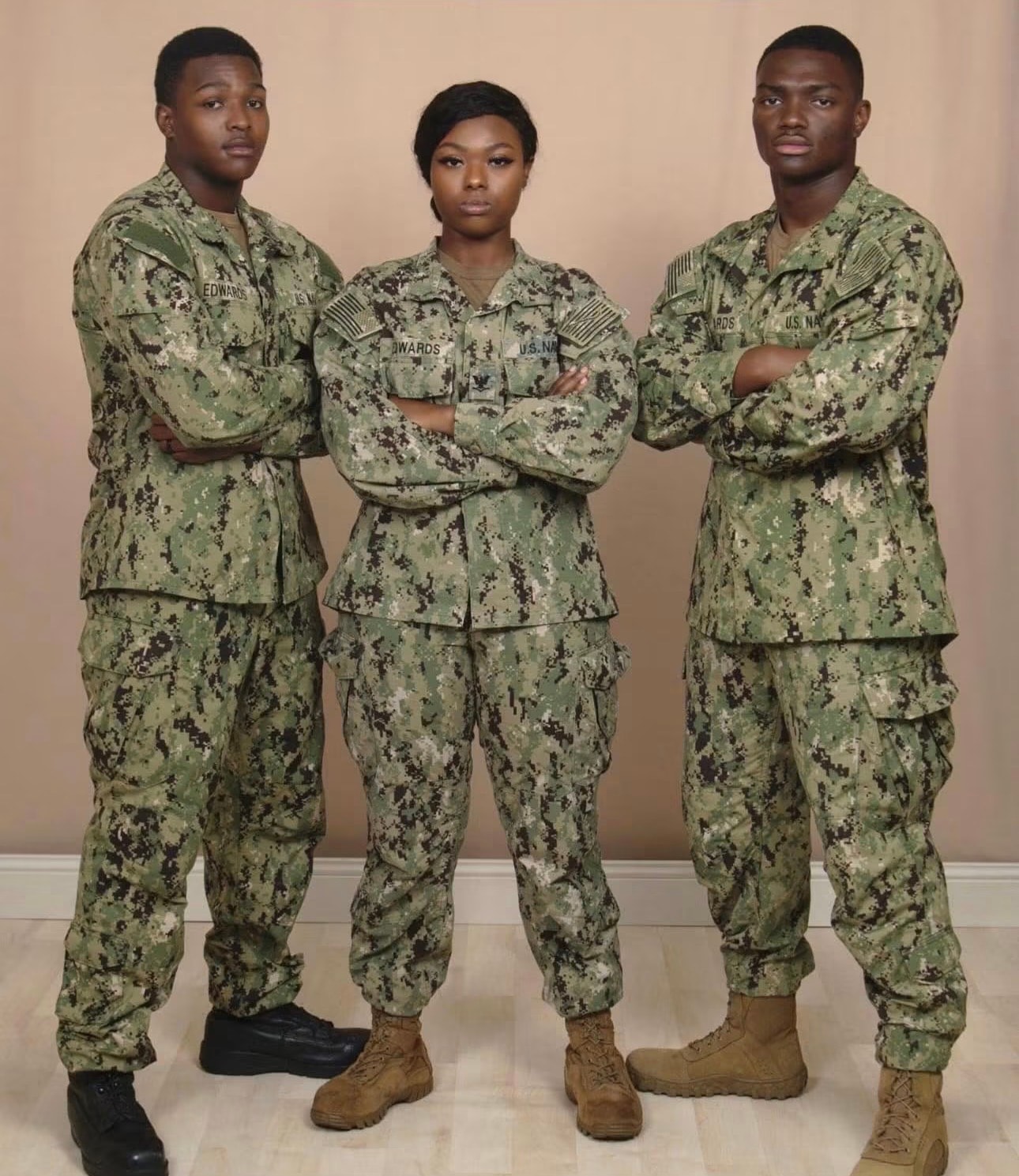 The Edwards family in U.S. Navy uniform